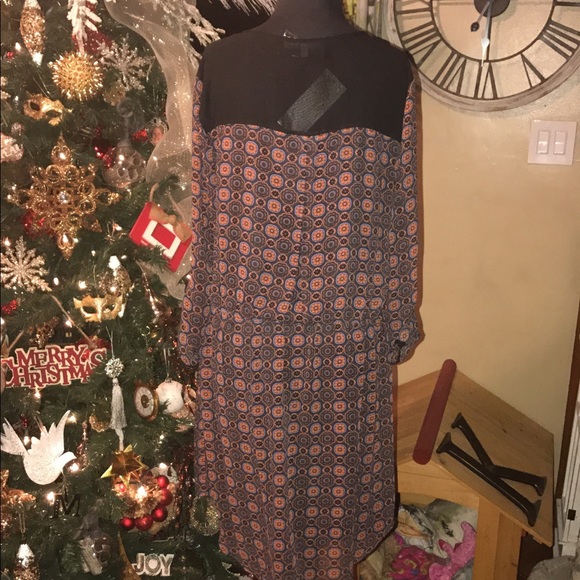 NWT Daniel Rainn Rolled Sleeve Print Dress Large - Picture 6 of 6